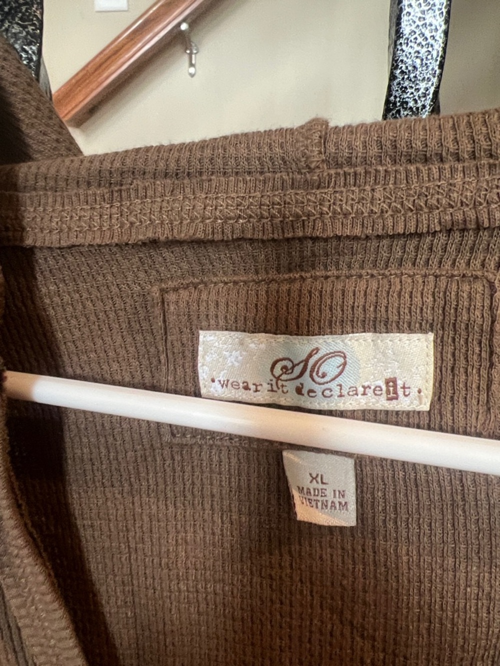 So Wear It Declare It Brown Hooded V-Neck Pullover - Picture 2 of 7